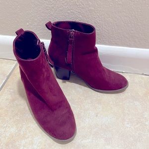 Red suede boots